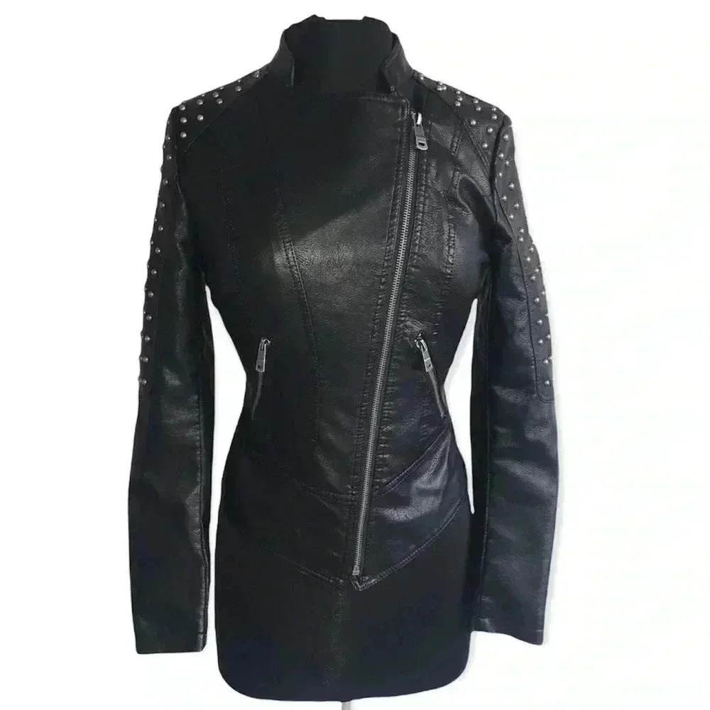 Coalition LA Vegan Leather Studded Jacket Size XS